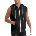 thumbnail image 4 of INSPIRE CHIC Men's Vests Sleeveless Hoodie Drawstring Zipper Closure Casual Vest  L Black, 4 of 6