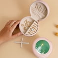 thumbnail image 5 of Yiaed Christmas Green Print Travel Jewelry Case Bridesmaid Gift Boxes Jewelry Travel Organizer Small Round Jewelry Box Mini Storage-Pink, 5 of 7