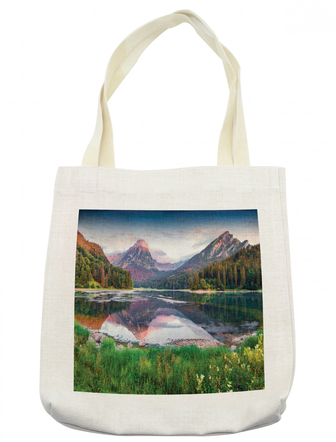 Landscape Tote Bag, Swiss Lake Obersee near Nafels Village Switzerland