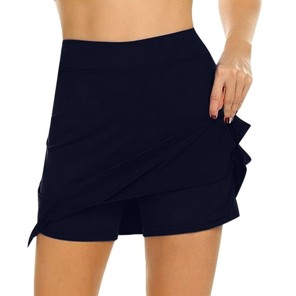 Abcnature Plus Size Shorts, Womens Athletic Shorts, Women Active Performance Skort Lightweight Skirt For Running Tennis Golf Sport, Comfy Beach Shorts, Yoga Pants, Cycling Sport Shorts Navy L