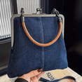 thumbnail image 2 of Bolso de mano de mezclilla para mujer, con cierre de cerradura de beso, monederos Vintage, bolso para exteriores, portátil, playa, boda, bolsos con asa superior, 2 of 6