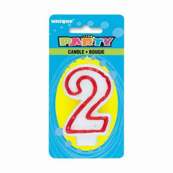 Unique Industries Number 2 Shaped White Birthday Candle, 2.75"