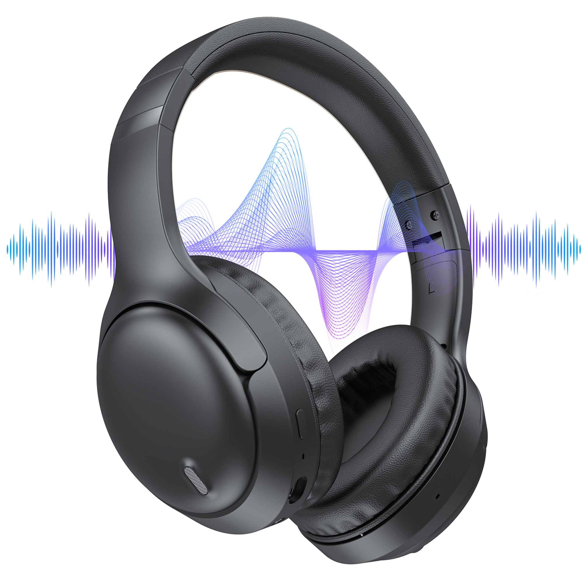 Headphones, AUOSHI Active Noise Cancelling Headphones, 55H Playtime, Over Ear Wireless Bluetooth5.3 Headphones with Mic, Blocks Engine Noise, Black