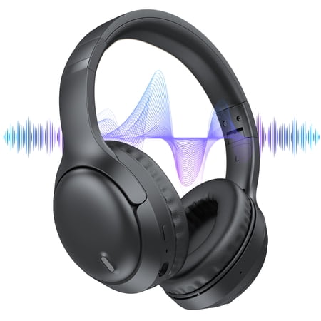 Headphones, AUOSHI Active Noise Cancelling Headphones, 55H Playtime, Over Ear Wireless Bluetooth5.3 Headphones with Mic, Blocks Engine Noise, Black