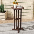 thumbnail image 2 of Gymax 21.5'' Round Bar Table Patio HDPE Bar Height Dining Table w/ Slatted Tabletop Brown, 2 of 8