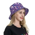 thumbnail image 4 of Yiaed Skull mushroom rainbow Print Reflective Stripe Bucket Hat Unisex Funny Outdoor Fisherman Cap Beach Sun Hat, 4 of 5