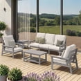 thumbnail image 4 of CIOKEA HDPS 7-piece Outdoor Sectional Sofa Set, Patio Furniture Set , All Weather Outdoor Conversation Set for Deck, Lawn, Grey Frame with 4.5IN Beige Cushion, 4 of 8