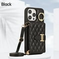 thumbnail image 2 of Compatible with iPhone 16 Pro Wallet Case, Crossbody PU Leather Detachable Adjustable Strap Wristlet with Card Holder Magnetic Clasp Kickstand Finger Ring Case for iPhone 16 Pro, Black, 2 of 11