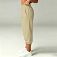 thumbnail image 6 of Wensltd Women's Capri Jogger Trousers Solid Elastic Waist Side Pockets Cropped Daily Wear, 6 of 8