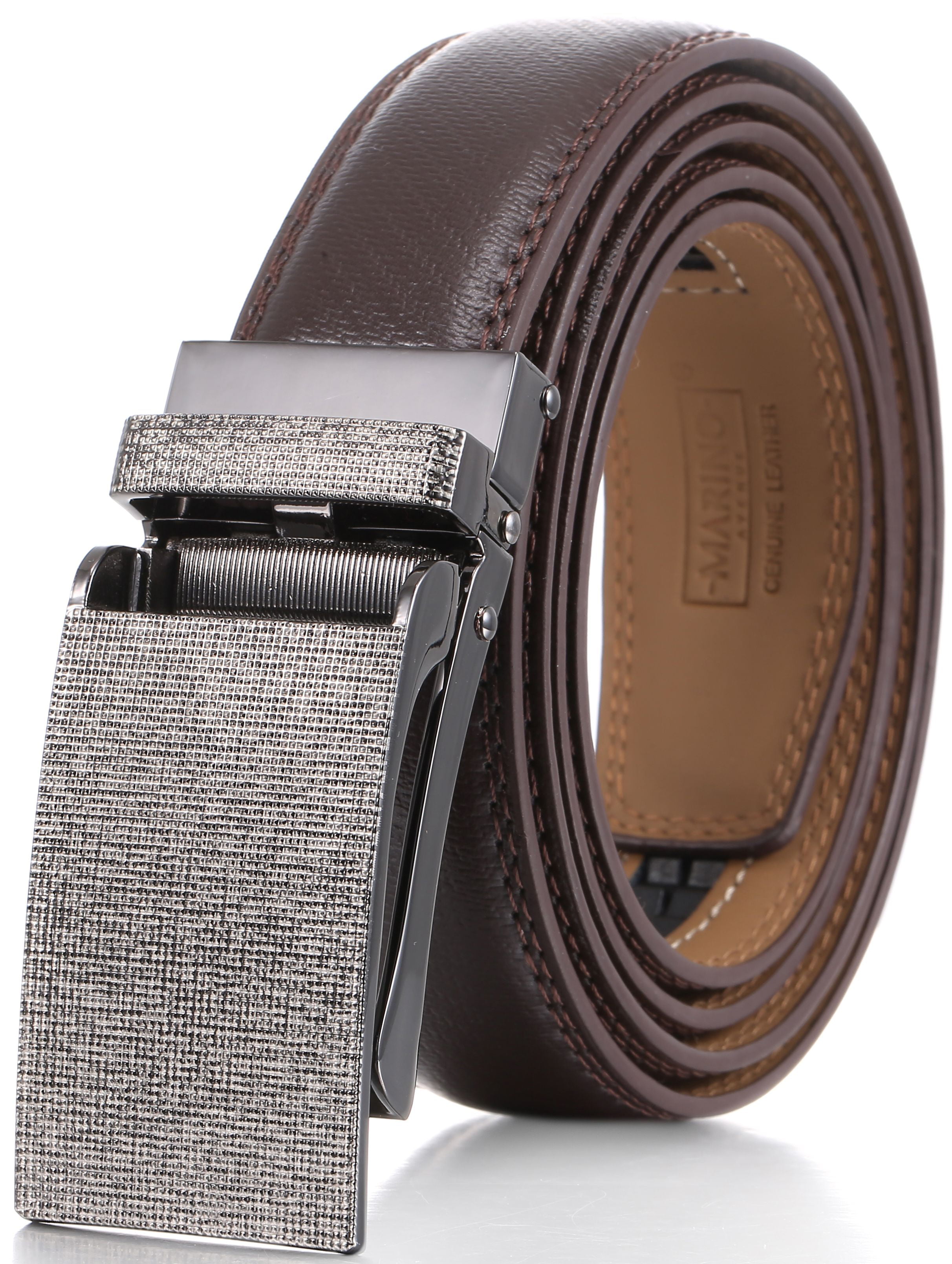 Wide Fully Adjustable to Fit Any Waist Size up To 42 LUXURY MEN’S LEATHER BELT BOXED Automatic Ratchet Buckle Belts in a Variety of Colours 1.5 Genuine Leather Strap 35mm 