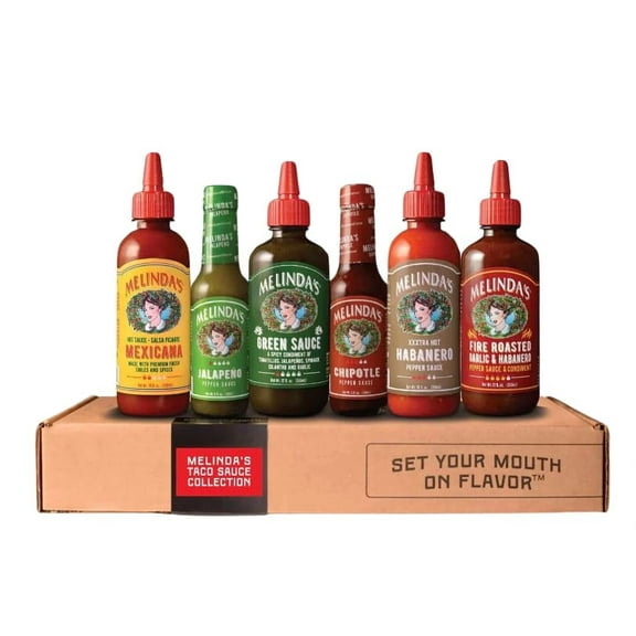 Melinda’s Taco Sauce Collection - 6 Pack (54 Oz) -Taco Hot Sauce Variety Pack for Taco Night with Jalapeño Hot Sauce, Mexicana, Chipotle & More - Gluten Free, Vegan, Keto