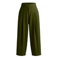 thumbnail image 6 of GigrtiJin Pleated Capris Pants for Womens Cotton Linen High Waisted Capris Loose Casual Straight Leg Capris Pants with Pockets, 6 of 8