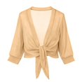 thumbnail image 7 of Vinsonshop Women's 2026 Summer Lightweight Short Bolero Cardigan Shrug Sheer Tie Front Top 3/4 Sleeve Jacket for Dress Yellow L, 7 of 7