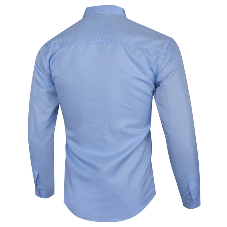 Black of Friday Deals Dress Shirts Casual Solid Color Long Sleeve Shirts Lightweight Comfort Button Up Shirts Plain Wrinkle Free Business Shirt Sky Blue,M