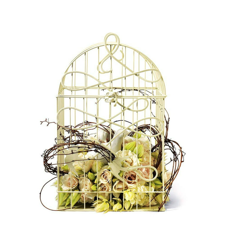 Decorative Birdcage w/Birds in Flight - Ivory
