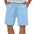 thumbnail image 2 of zfhfof Mens Casual Shorts Summer Beach Cotton Linen Shorts Lightweight Drawstring Elastic Waist Shorts with Pockets, 2 of 9