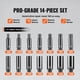 thumbnail image 3 of Juego de vasos de impacto VEVOR de 14 piezas, con 6 puntas y punta de 1/4", kit de herramientas con trinquete, 3 of 9