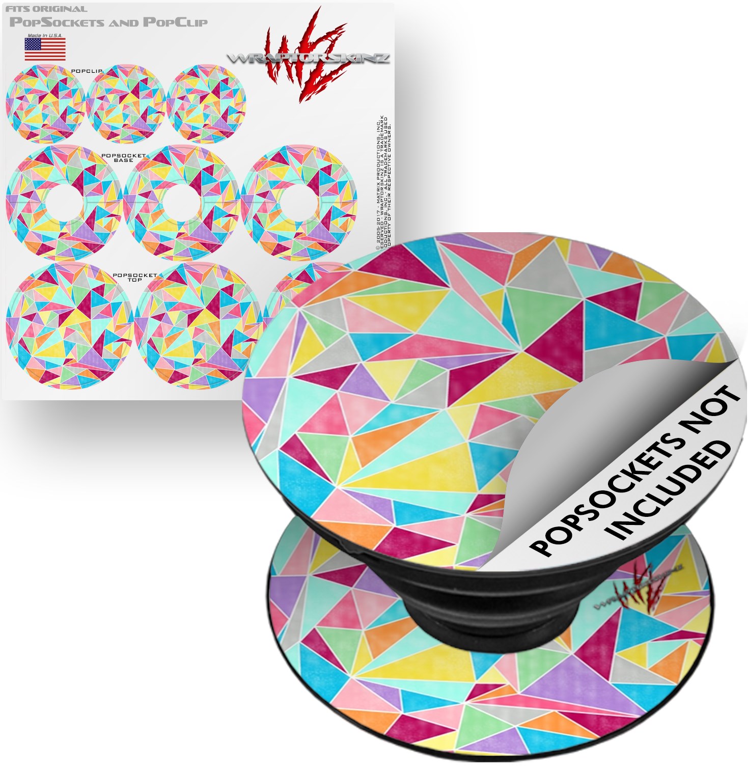 Decal Style Vinyl Skin Wrap 3 Pack for PopSockets Brushed Geometric (POPSOCKET NOT INCLUDED) by WraptorSkinz