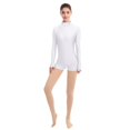 thumbnail image 4 of IBTOM CASTLE Women Mock Neck Ballet Dance Leotards Long Sleeve Gymnastic Bodysuit One Piece Ballerina Dancewear M White, 4 of 6