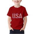 thumbnail image 2 of ITSAME Boys 4th of July T-Shirt, USA Print Short Sleeve Round Neck Independence Day Patriotic Graphic Tee Red Size 10-11T, 2 of 5