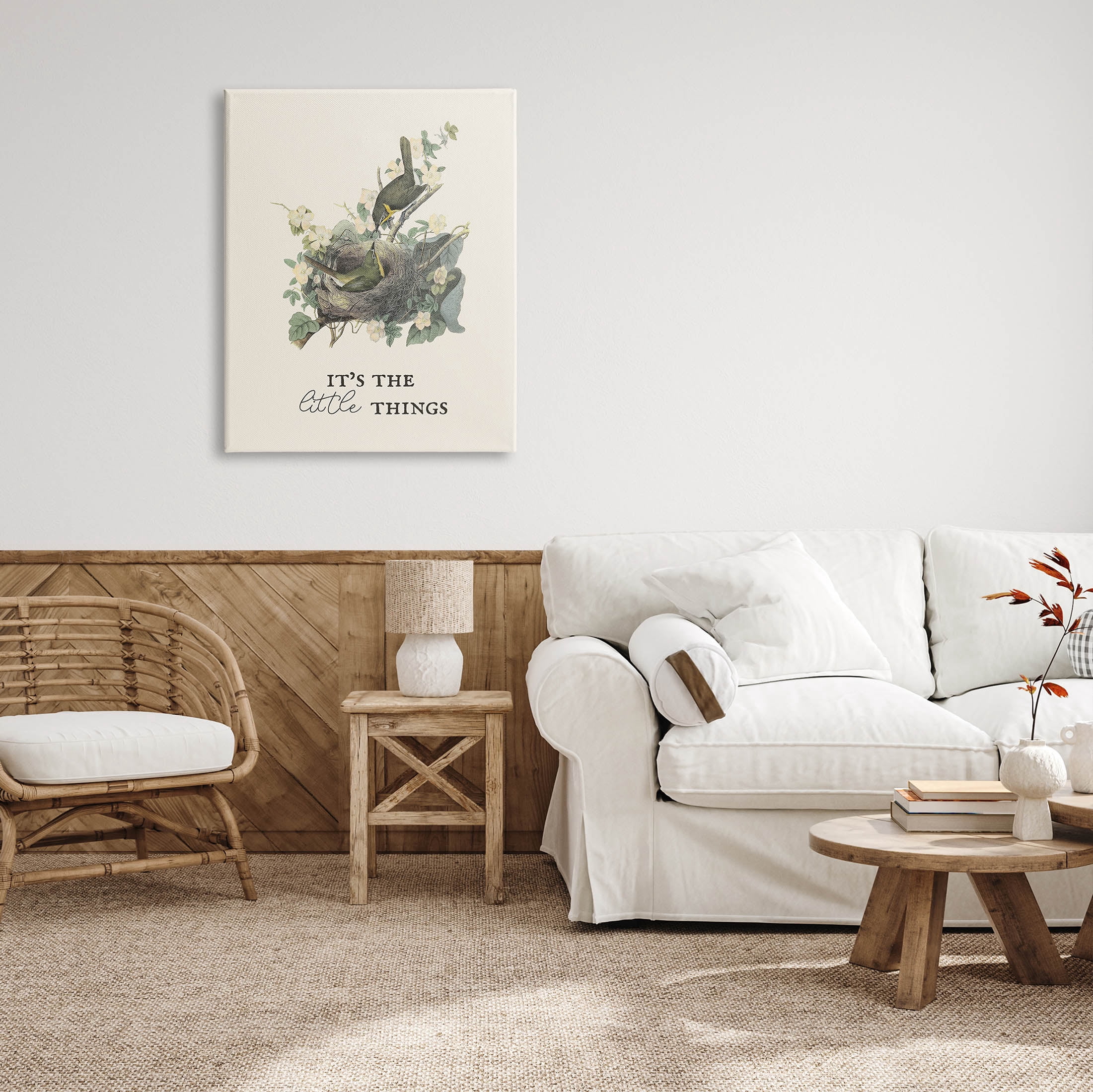 Stupell Industries It's The Little Things Bird Nest Graphic Art Gallery Wrapped Canvas Print Wall Art, Design by Lil' Rue