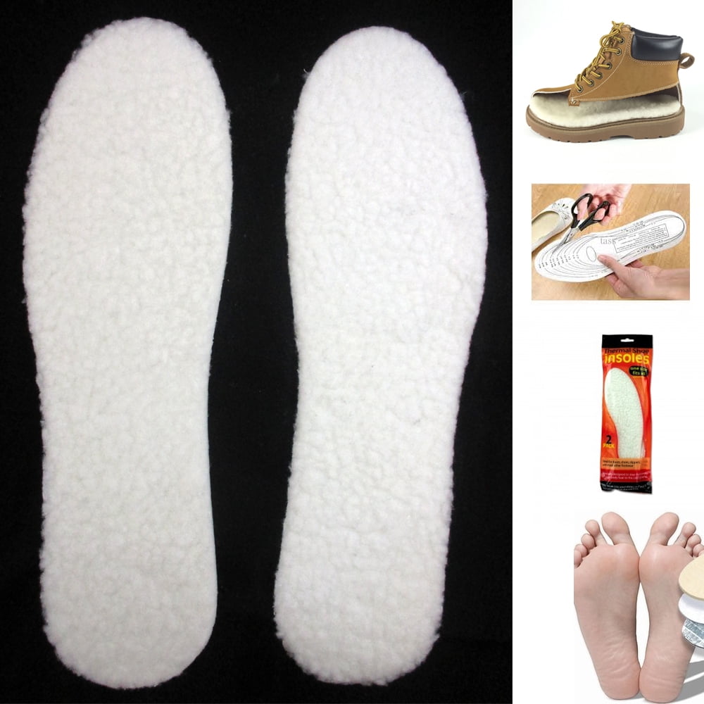 1 Pair Wool Insoles Winter Warm Soft Sheepskin Boots Shoes Inserts Unisex 