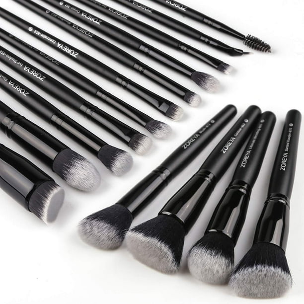 Zoreya Makeup Brushes 15Pcs Makeup Brush Set Premium Synthetic Kabuki