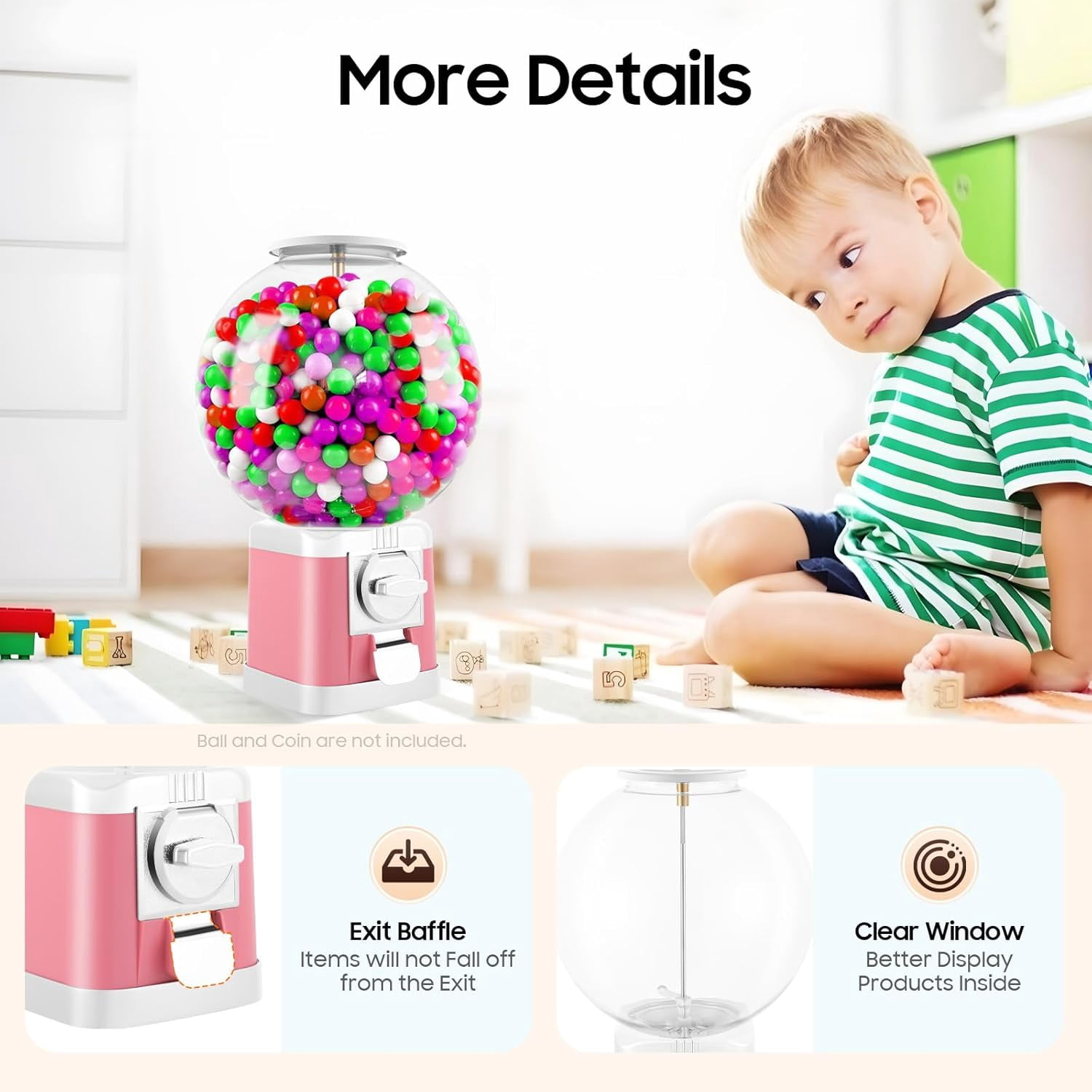 Vending Machine, 1 Dollar Twister Ball Dispenser, Commercial Big Capsule Twister Ball Candy Vending Machine w/2 Keys for Amusement Parks Hypermarkets Parks & Game Halls