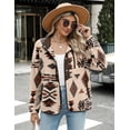 thumbnail image 3 of Zeagoo Womens Fleece Jacket Fuzzy Stand Collar Western Aztec Snap Button Down Jacket Outerwear with Pockets, 3 of 4