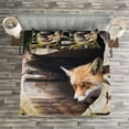 thumbnail image 3 of Ambesonne Animal Quilted Bedspread Set 3 Pcs, Nature Wild Fox Forest, King Size, Multicolor, 3 of 3