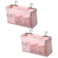 thumbnail image 1 of Bedside Caddy, 2 Pack Bedside Organizer Caddy Hanging Storage for Dorm Rooms Bed Rails Bunk Hospital Beds Crib (Pink), 1 of 5