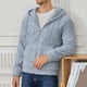 thumbnail image 5 of Ceisia Men's Summer Gift Casual Solid Color Fleece Zipper Round Neck Long Sleeve Jacket - Comfortable Daily Outdoor Wear, 5 of 9