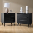 thumbnail image 5 of Modern Wooden Storage Accent Cabinet 3 Drawers Multifunctional End Table Set of 2 with USB Black, 5 of 7