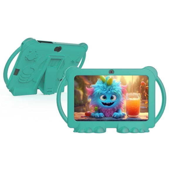 Peicheng 7inches Android 12.0 tablet for Kids with Case, 4GB(2 2Expand) RAM 32GB ROM(Can Expand Up to 512GB), Front 2.0MP Back 5.0MP Dual Cameras, 1024*600 IPS LCD, Green