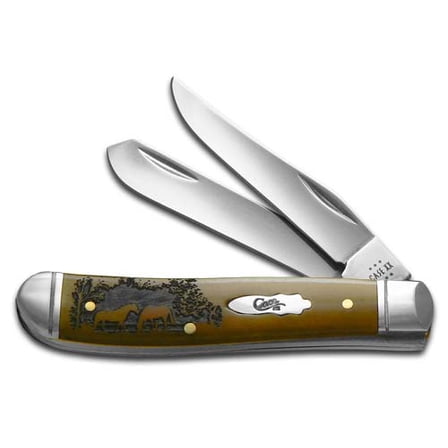 Case XX Knives Mini Trapper Horses Antique Bone 1/500 Stainless Pocket Knife