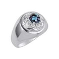 thumbnail image 3 of RYLOS Men's Rings Sterling Silver Designer Gypsy 7MM Round Gemstone & Diamond Ring Alexandrite June Birthstone Size 11, 3 of 6