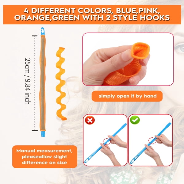 30 Pcs Heatless Hair Curlers Wave Curls Styling Kit with 2 Pcs Styling Hooks, No Heat Hair Curlers for Women Girls