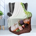 thumbnail image 4 of Spa Soft Flannel Fleece Throw Blanket, Bamboo Background with Towel Flowers Candled and Hot Massage Stones, Cozy Plush for Indoor and Outdoor Use, 70" x 90", Green White and Brown, by Ambesonne, 4 of 5