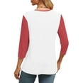 thumbnail image 4 of Plebaso 3/4 Length Sleeve Tops for Women Summer V Neck Color Block Casual Dressy Blouses Fall Tunic Shirts, 4 of 7