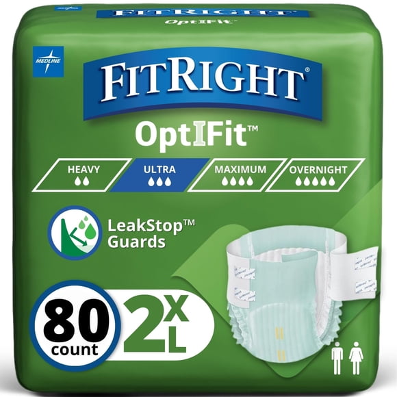 Pañales para adultos FitRight ultra desechables, talla XXL, 60-69 cm