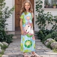 thumbnail image 3 of Uourmeti Cute Axolotl Frog Print Girls Maxi Summer Dress with Pocket Short Sleeve Spring Boho Long Sundress Casual School for Kids, Size 11-12 Years, 3 of 7