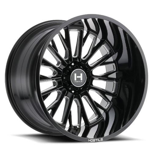 HOSTILE Predator Gloss Black Wheel with Milled Finish 22 x 12. inches /8 x 170 mm, -44 mm Offset 