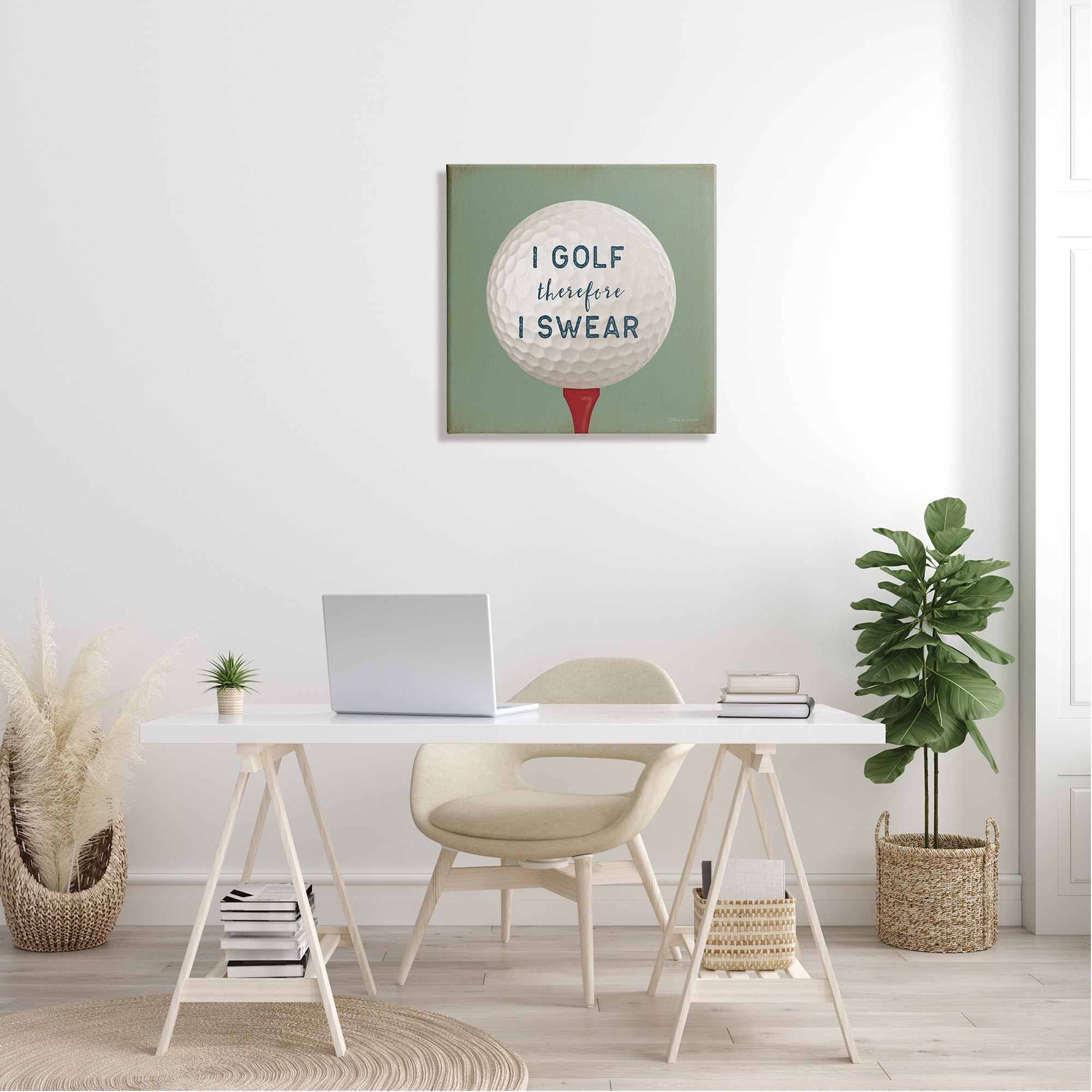 Stupell Golf Therefore I Swear Funny Sports Sports Painting Gallery Wrapped Canvas Print Wall Art