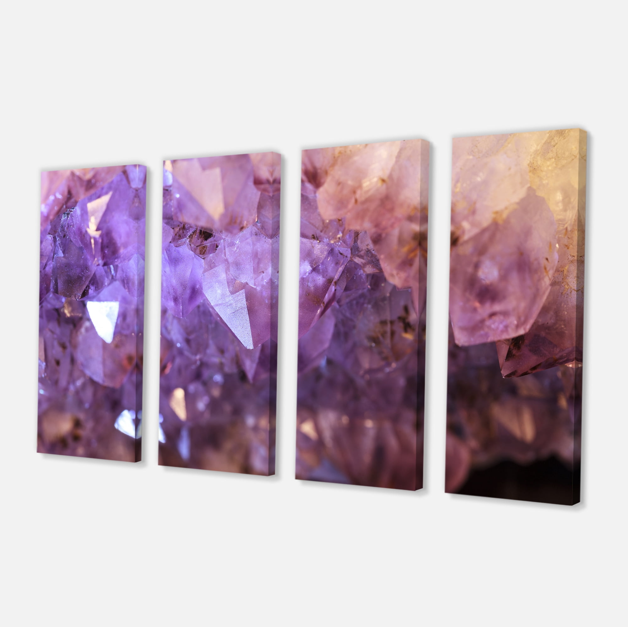 Designart 'Purple White Natural Amethyst Geode ' Large Abstract Canvas Artwork
