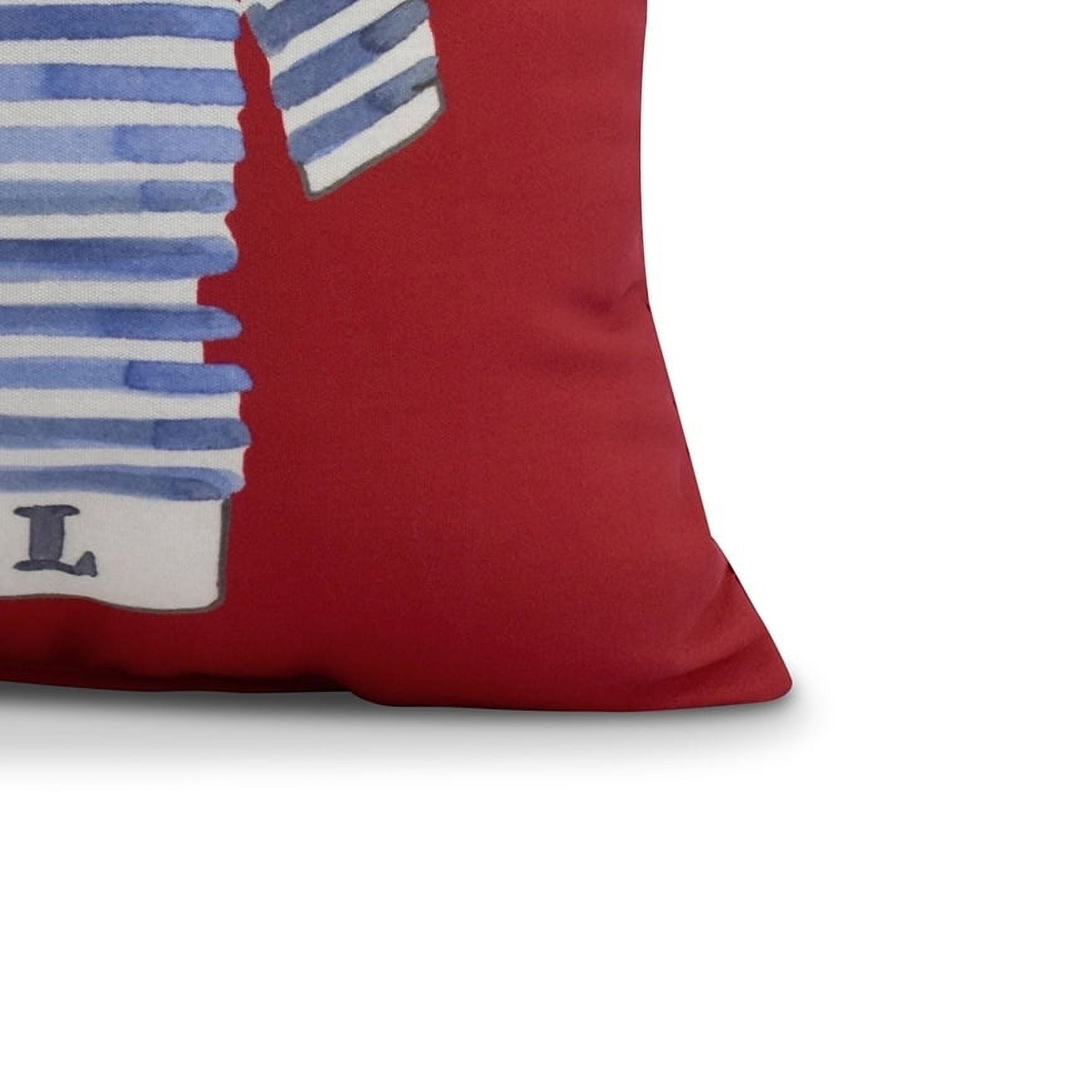 Simply Daisy, 18 x 18 inch, Captain Shirt , Geometric Print Pillow, Red
