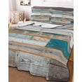 thumbnail image 3 of Quilts Twin XL Size, Turquoise Brown Soft Comforter Bedding Set for Bed, Vintage Country Ombre Wooden Grain Lightweight Quilted Bedspread with Pillow Cover(2 Pieces) for All Season, 68x98 Inch, 3 of 6