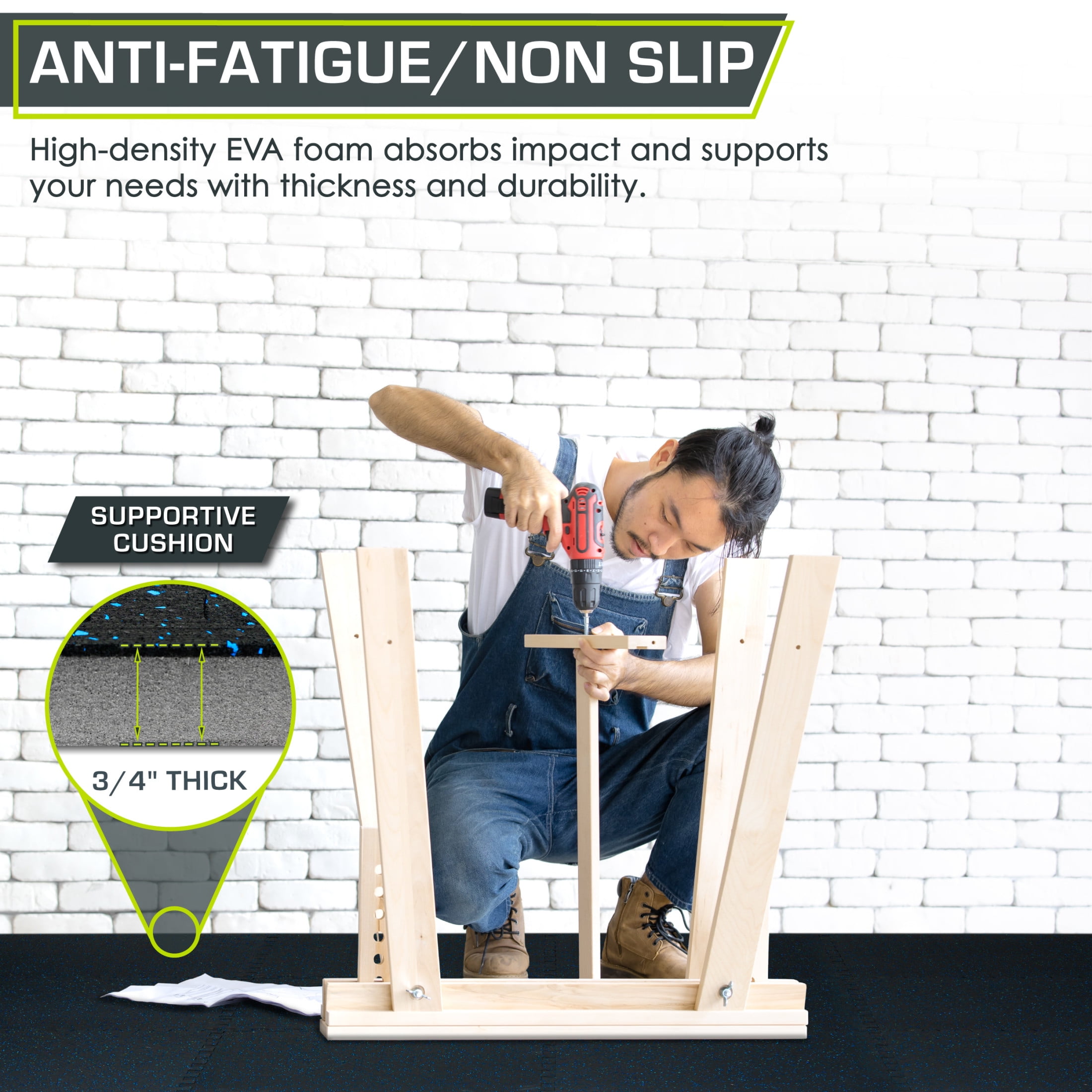 ProsourceFit Rubber Top Exercise Puzzle Mat 3/4-in, EVA Foam & Rubber Tiles