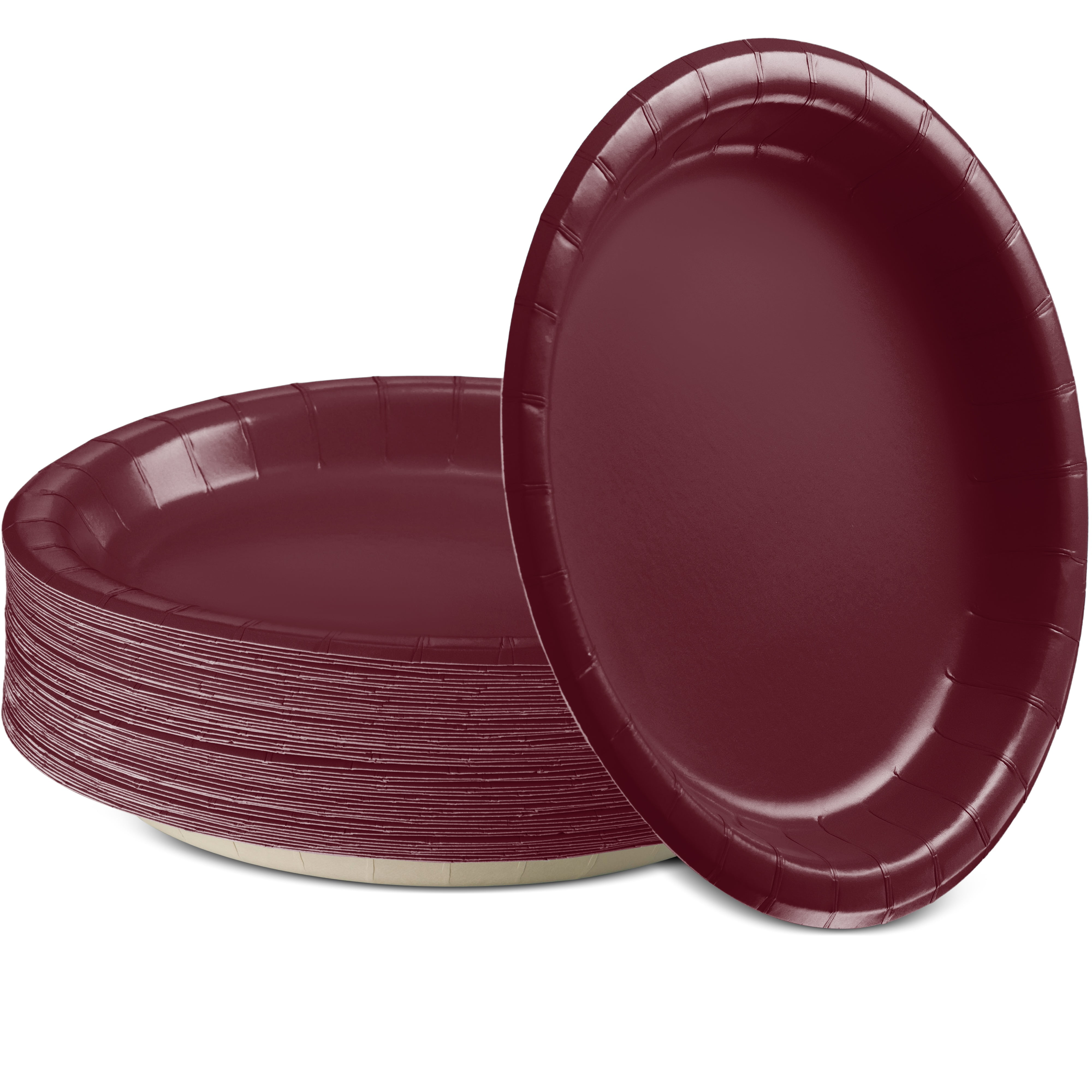 Paper Dinner Plates Burgundy, 8 1/2 Inches Paper Plates Disposable
