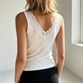 thumbnail image 6 of LEAVINGSUO Tank Tops for Women V Neck Lace Patchwork Solid Sleeveless Tank Tops White L, 6 of 7