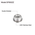 thumbnail image 2 of SF693ZZ 3x8x4mm Stainless Steel Flanged Ball Bearings Double Shielded 4 Pack, 2 of 5